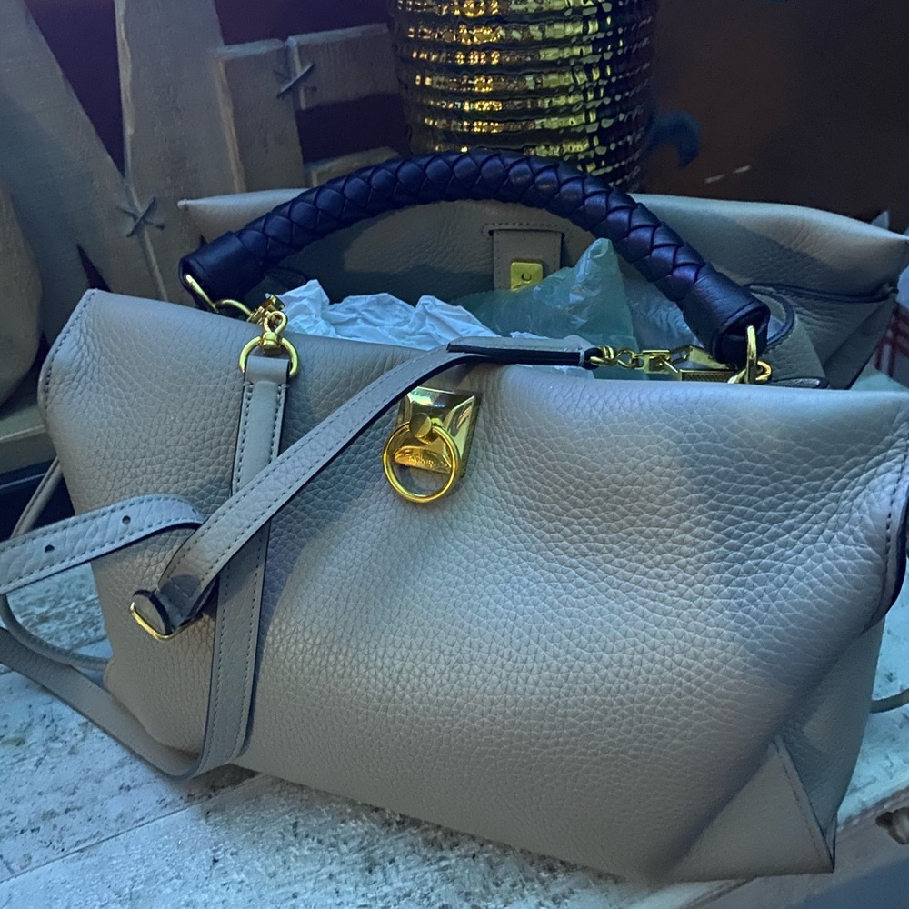 Mulberry iris taupe bag with black handle